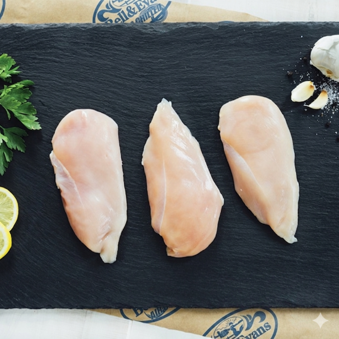 Boneless and skinless, hand-trimmed chicken breast fillets are full of flavor and natural juices.